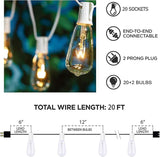 Afirst Outdoor String Lights 20FT with 22 Edison Bulbs Warm White Indoor Lights Waterproof ST40 String Lights for | Lumora