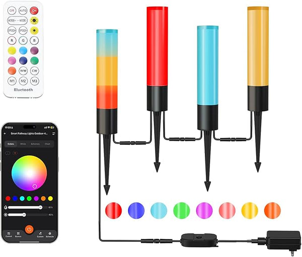 Outdoor Pathway Lights, Color Changing Walkway Lights, Waterproof Landscape Path Lights, APP/Control Box/Remote | Lumora