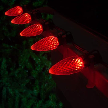 Wintergreen Lighting 50 C9 OptiCore LED Commercial Outdoor Christmas Lights – Heavy Duty Christmas String Lights; Green Wire (50 ft, Red)