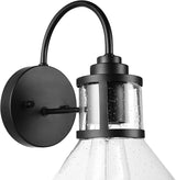 GLOBE Electric 44661 Torrent 1-Light Outdoor Wall Sconce, Black, Seeded Glass Shade, 60W Vintage Edison | Lumora