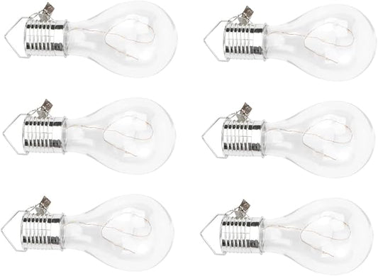 DOITOOL 6pcs Solar Powered Copper Wire Led Hanging Bulb Warm White Light for Garden Patio and Party Decoration Easy to Install Low Power Consumption