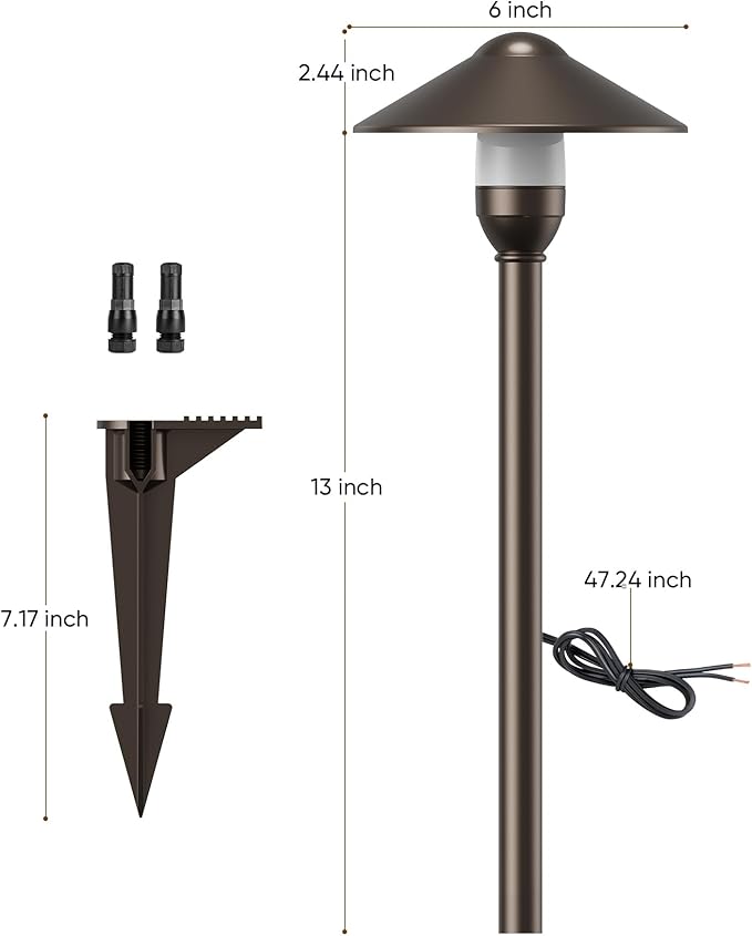 PARTPHONER Low Voltage Landscape Lighting 1-Pack, Aluminum 12V Pathway Lights with G4 Bulbs, Waterproof Oil Rubbed | Lumora
