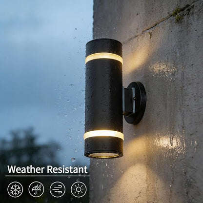 Cerdeco Stainless Steel Modern Porch Light Outdoor Wall Lighting Cylinder Wall Sconce Suitable for Garden & Patio,Black Finished[ UL-Listed ]