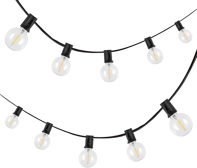 JONATHAN Y JYL8700A-SET2 25' Set of 2 Outdoor Globe String Lights with 25 G40 Bulbs, UL Listed Waterproof Patio Lights, Connectable Hanging Lights for Backyard, Porch, Wedding, Party Decor, Black