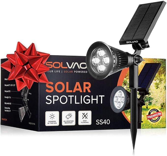 SOLVAO Solar Spot Light | Ultra Bright, Waterproof, Adjustable 270°, No Wiring, Portable | Auto On/Off Function | | Lumora