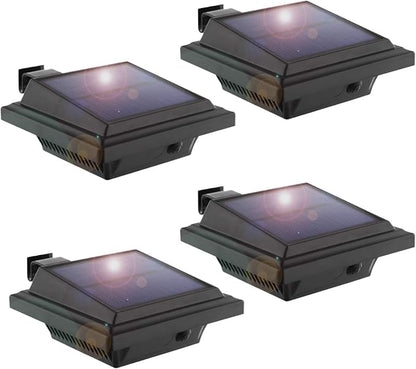 KEENZO Solar Powered Gutter Lights Waterproof Outdoor Dusk to Dawn 25 LED Deck Fence Wall Stair Step and Yard Cool/Warm White LED Eaves Garden Landscape Pathway (Cool White Light_4 PCS, Black)