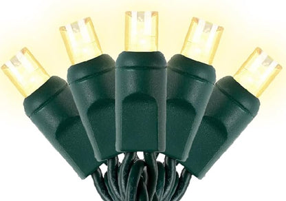 Warm White LED Christmas Lights – 25ft 50 Counts Christmas Lights Outdoor Waterproof, 5mm Wide Angle Commercial Grade Mini Outdoor, Indoor Green Wire Tree Plug in for Xmas, UL