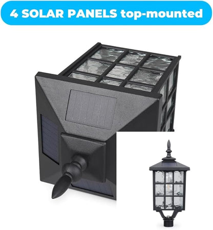 Kemeco Solar Lamp Post Light, ST4324SS4 Outdoor Waterproof LED Street Floor Post Lights Solar Powered for Pathway Garden Driveway Landscape Backyard