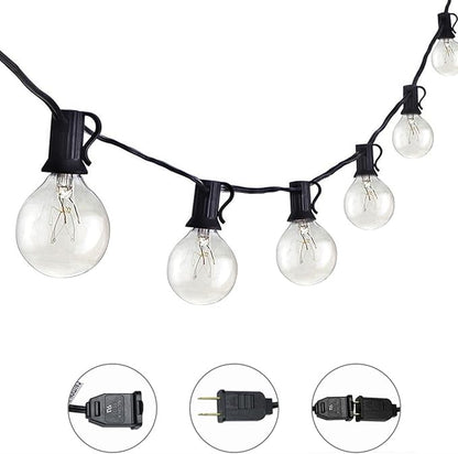 Outdoor String Lights 25 Feet G40 Globe LED Patio Lights with 25 Edison Plastic Bulbs(2 Spare), Waterproof Connectable Hanging Lights for Backyard Porch Balcony Party Decor