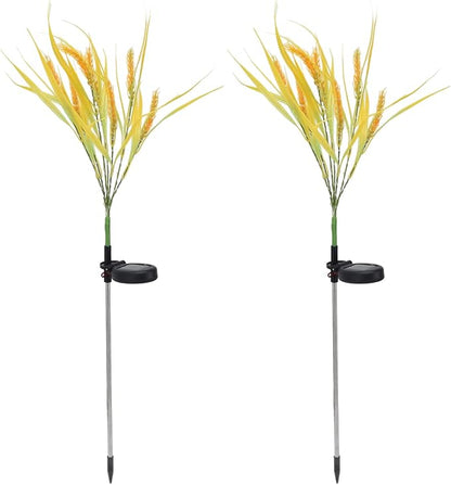 2 Pack Wheat Ear Solar Garden Stake Lights LED Outdoor Decorative for Patio Lawn Yard Pathway (Warm White)