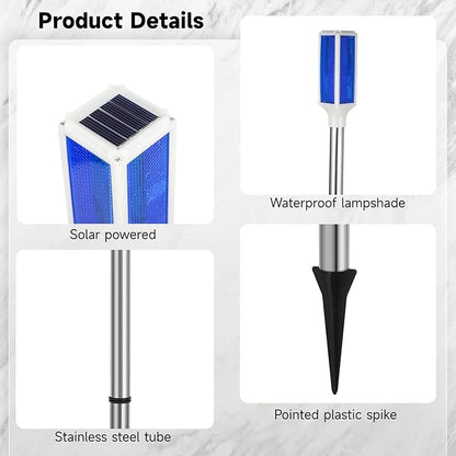 Joyibay 5 PCS Solar Powered Driveway Markers, Solar Warming Landscape Lights, Solar Outdoor Driveway Lights, Landscape Driveway Reflectors on Poles for Snow Road Yard (Blue)