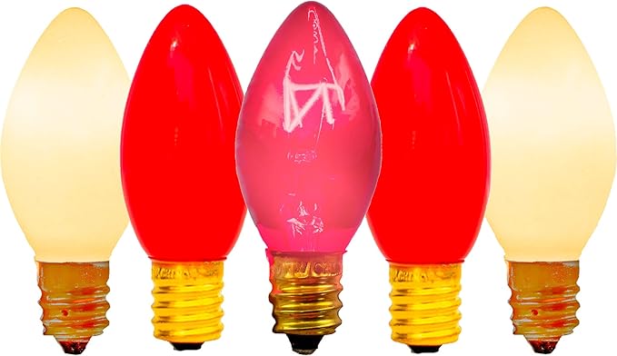 EST. LEE DISPLAY L D 1902 Indoor ＆ Outdoor String Light C7 Ceramic Christmas Steady Replacement Bulbs (Valentine' | Lumora