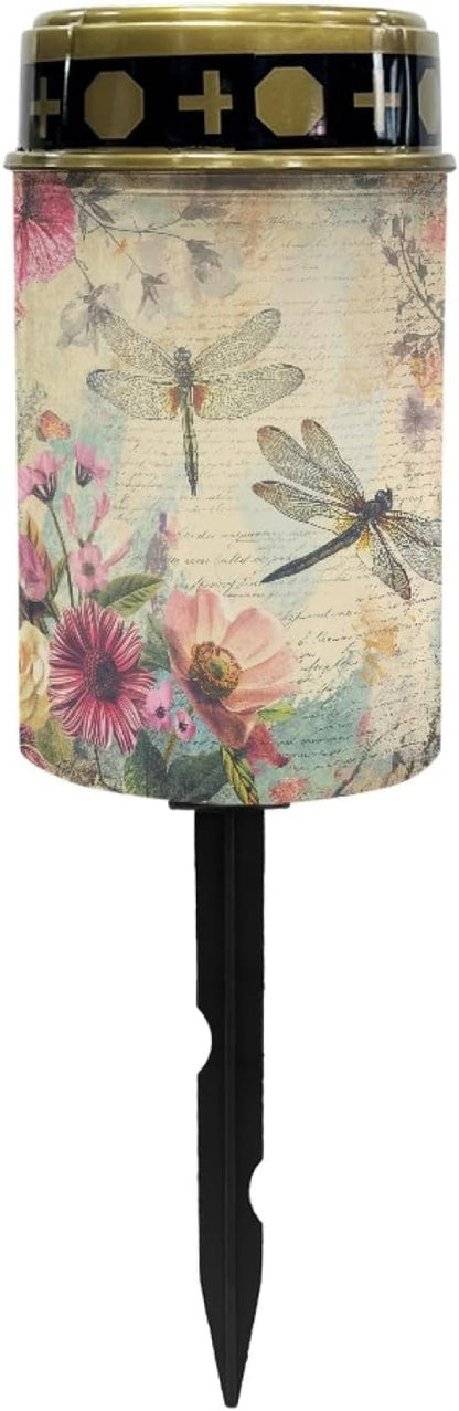 Dragonfly Floral Solar Garden Lights Outdoor Waterproof Pathway Lights Solar Powered,Solar Stake Lights for Yard Patio Driveway Lights Outdoor Landscape Lighting