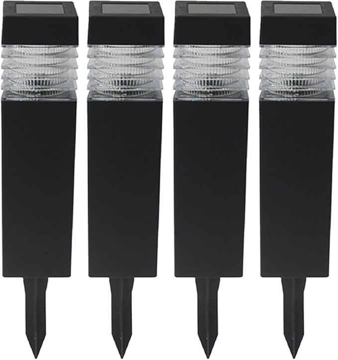 Crosslight Solar Powered Pathway Lights (4 Pack) - Column Outdoor LED Lights, Waterproof for Garden, Yard, Patio, Lawn, Walkway - Decorative Ground Stake Lighting | White