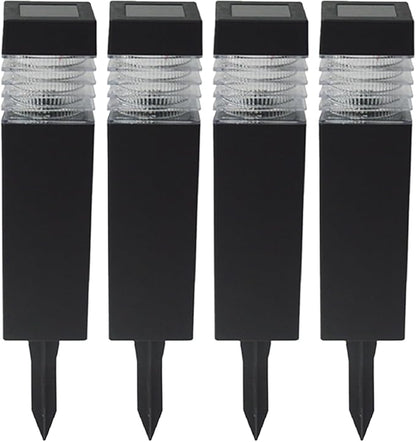 Crosslight Solar Powered Pathway Lights (4 Pack) - Column Outdoor LED Lights, Waterproof for Garden, Yard, Patio, Lawn, Walkway - Decorative Ground Stake Lighting | White