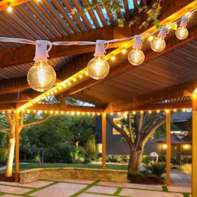 25Ft LED String Lights Outdoor, G40 Globe Patio Lights with 27 Shatterproof LED Bulbs, Waterproof Dimmable Hanging | Lumora