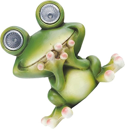 Happyyami Solar Garden Frog Statue Resin Animal Ornament with Solar Pathway Light Outdoor Decor and Easy to Install for Lawn Patio