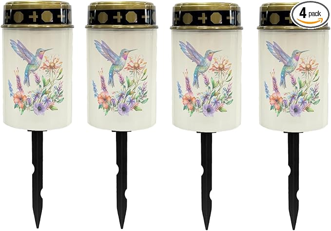Outdoor Solar Garden Lights Waterproof Pathway Lights Stake Lights Outdoor Decorations for Patio/Yard/Driveway Walkway Lights Hummingbirds Floral Flameless Outdoor Table Lamp