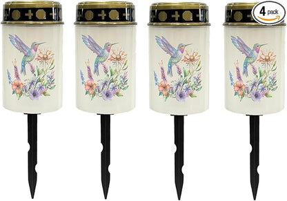 Outdoor Solar Garden Lights Waterproof Pathway Lights Stake Lights Outdoor Decorations for Patio/Yard/Driveway Walkway Lights Hummingbirds Floral Flameless Outdoor Table Lamp