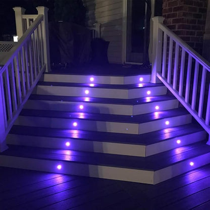 FVTLED Low Voltage Recessed RGBW Deck Light, 30pcs Φ1.22 RGB & Warm White Stainless Steel Waterproof Outdoor Step Lighting In-ground Landscape Pathway Patio Stair Decor Lamp, Black