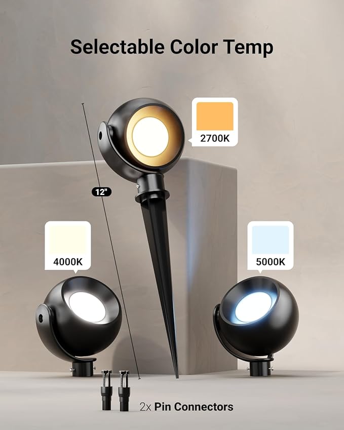 Sunco LED Low Voltage Spotlight Revolver, Sphere Shaped Garden Landscape Lights Outdoor [Luces para Jardin], 4W | Lumora