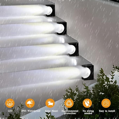 Solar Step Lights 8 Pack, Stair Lights Outdoor Waterproof, LED Step for Outside, Outdoor Solar Powered Step Lighting for Patio Decor, Deck, Porch, Front Door, Walkway (Cool White)