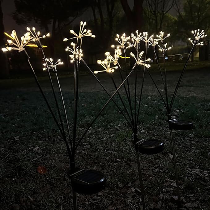 Solar Garden Lights Outdoor Waterproof，2 Pcs Solar Fireworks Garden Lights，8 Lighting Modes, and This is an Outdoor Decorative Ambient Light with 60 LEDs.