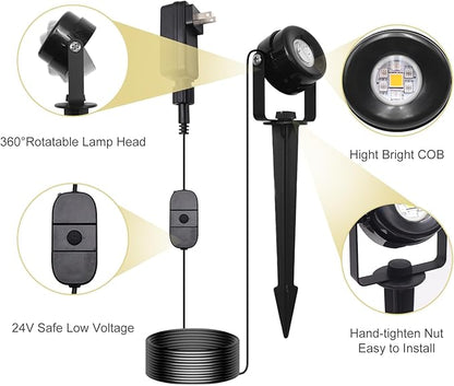 HISTAR Low Voltage Landscape Lighting with Bluetooth App Control & Remote, Outdoor Spot Lights for Fence Tree Pathway Lawn Decor, IP65 Waterproof All-in-One Permanent Outdoor Lights (8pack-RGBW)