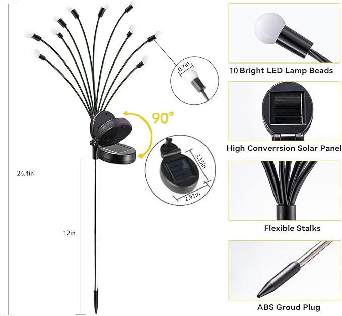 Solar Lights Outdoor Waterproof,Garden Patio Decorative Lights,Firefly Lights for Patio Lawn,Landscape Lighting | Lumora