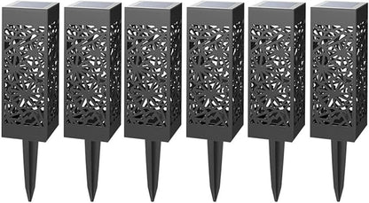 TEHAUX 6pcs Hollow Solar Lawn Lights Waterproof Garden Ground Plug Outdoor Path Lighting Warm White for Yard and Patio