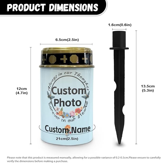Custom Memorial Solar Lights for Loved Ones Personalized Cemetery Solar Lights for Grave Customizable Outdoor Waterproof Grave Solar Lights for Cemetery Eternal Lights for Graves 2 Piece