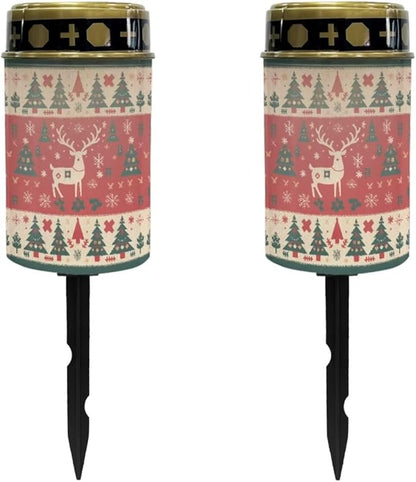 Christmas Deer Tree Solar Lights for Garden Outdoor Solar Lights Waterproof Solar Garden Yard Lights Pathway Solar Lights Outside Solar Candle Memorial Decor Light