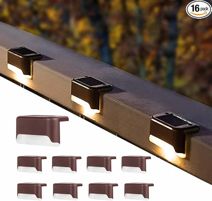 Boostar Solar Deck Lights, 16 Pack Warm White LED Step Lights, Waterproof Outdoor Lighting for Stairs, Fence, Yard, Patio & Pathway