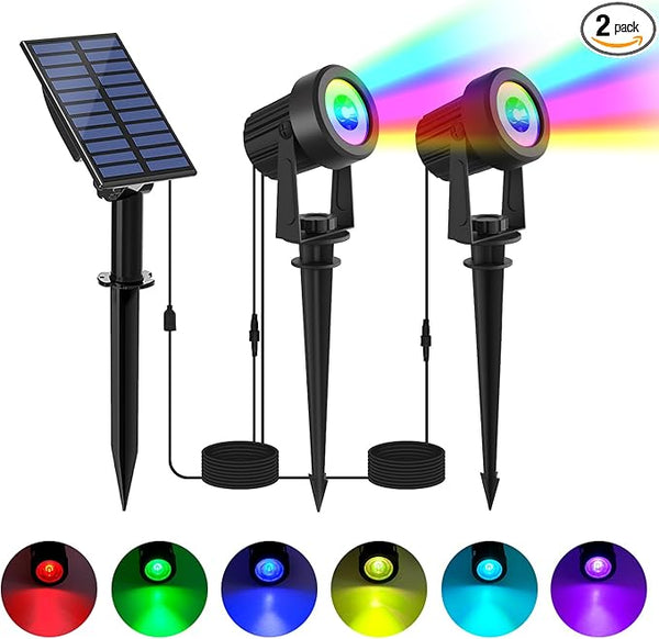 Solar Spotlights Outdoor Waterproof, RGB Landscape Spotlights, Christmas Decorative Solar Spot Lighting for Garden | Lumora