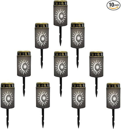 Outdoor Solar Garden Lights for Home Waterproof Pathway Lights Solar Lantern Landscape Lighting for Yard Patio Driveway Outdoor Stake Lights,Moon Star(Black)
