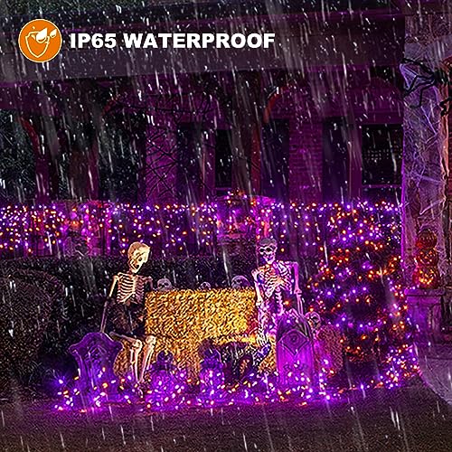Chuya Halloween Lights Outdoor Indoor,Orange Purple Lights 300 LED 105FT