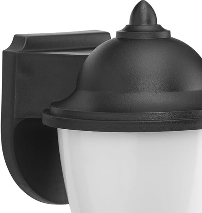 Progress Lighting Polycarbonate Outdoor 1-Light White Acrylic Shade Traditional Outdoor Wall Lantern Light Textured Black
