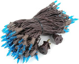 Novelty Lights 50 Feet 100 Bulbs Traditional Incandescent Mini Lights, Teal on Brown Wire with 6" Spacing | Lumora