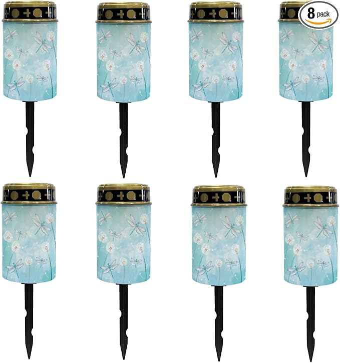 Solar Pathway Lights Outdoor,Taraxacum Mongolicum Solar Garden Lights Outdoor Waterproof Landscape Lighting for Yard,Dragonfly Blue Solar-Powered Fairy Lights
