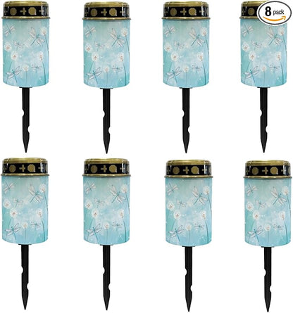 Solar Pathway Lights Outdoor,Taraxacum Mongolicum Solar Garden Lights Outdoor Waterproof Landscape Lighting for Yard,Dragonfly Blue Solar-Powered Fairy Lights
