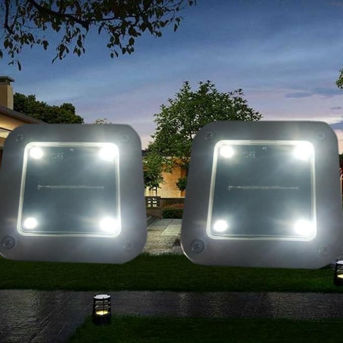 2pcs 8-LED Solar Waterproof Buried Lights Outdoor Garden Landscape In-Ground Solar Pathway Lighting for Yard Patio | Lumora