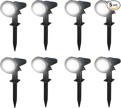 Solar Lights Outdoor Waterproof IP68，3 Lighting Modes，Solar Spot Lights Outdoor，Dark Sensing Auto On/Off ，Solar Powered Garden Yard Spot Solar Lights for Outside Landscape (Cool White, 8 Pack)