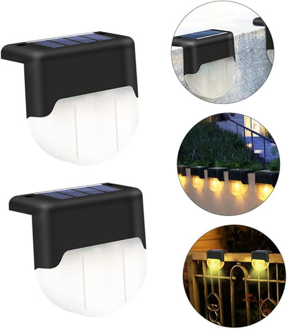 Lurrose 4pcs Solar Stair Lights Outdoor Led Step Lamps Solar Garden Path Lights Weatherproof Energy-Saving No Wiring Easy Install