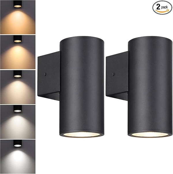 LEONLITE 9 Inch 5CCT Integrated Cylinder LED Down Light Outdoor, 110V-277V 12W Aluminum High-end Wall Sconce, IP65 | Lumora