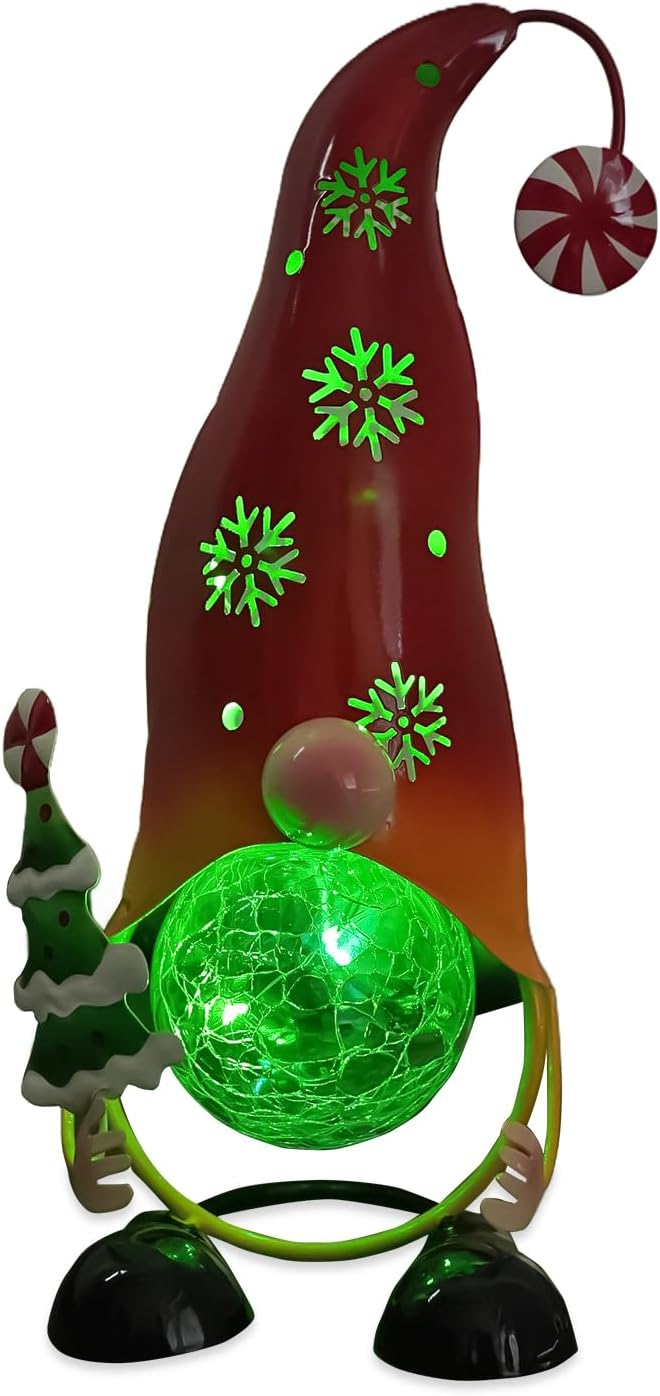 HONGLAND Christmas Decorations Outdoor Solar Gnome Yard, Color Changing LED Lights with Snowflake Hollowed-Out Hat | Lumora
