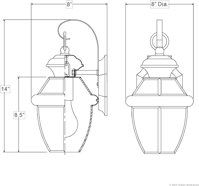 Urban Ambiance Luxury Colonial Outdoor Wall Light, Medium Size: 14" H x 8" W, with Tudor Style Elements, Versatile | Lumora