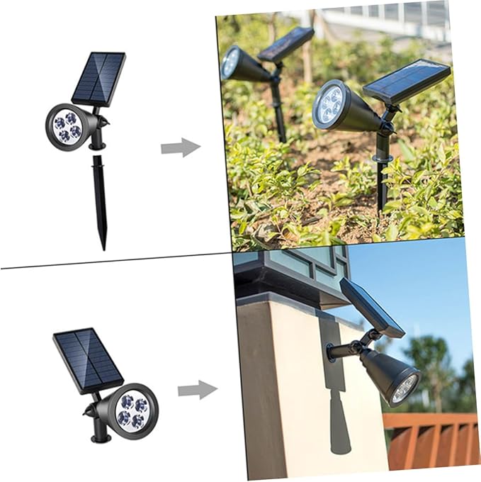 NUOBESTY Solar Path Lights and Solar Garden Spotlights 4-led Color-Changing Outdoor Lawn and Wall Mounted for Yard and Landscape Lighting