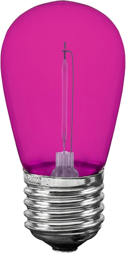 Novelty Lights Outdoor String Light Replacement Bulbs, 25 Pack S14 LED Edison Shatterproof Plastic, E26 Base, 30,000-Hour Lifespan, Pink