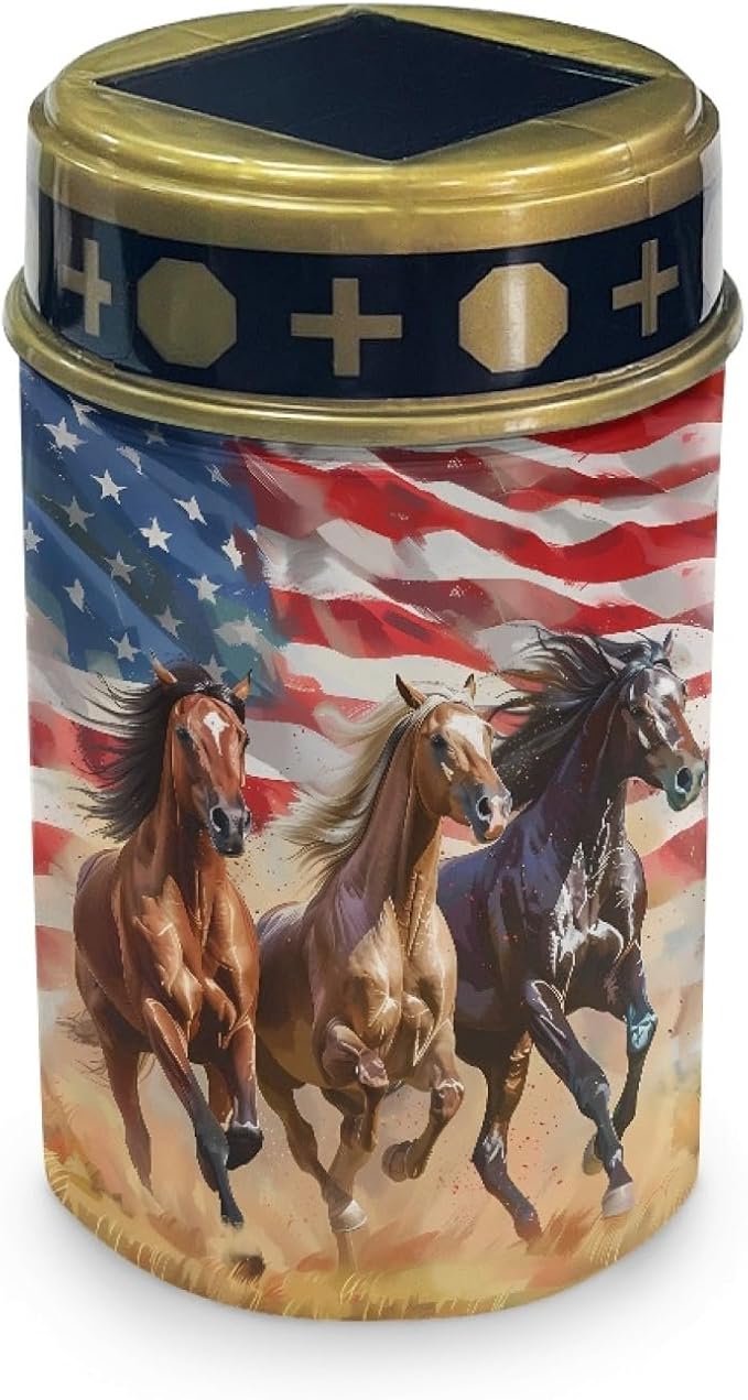 US Flag Horse Solar Lights Outdoor Garden Lights Waterproof Horse Pathway Lights Solar Powered Lantern Landscape Lighting LED Lantern for Outside Yard Patio
