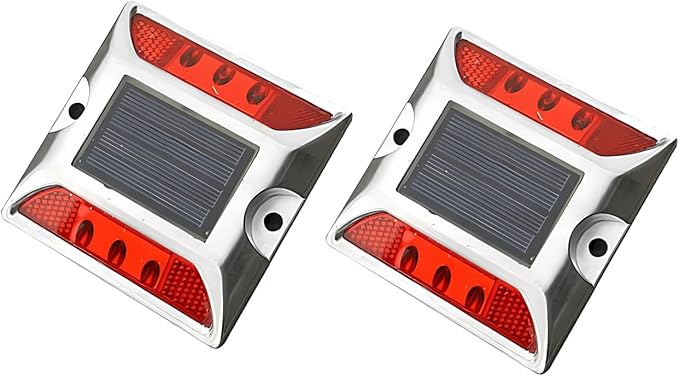 Wokyo 2PCS Solar Ground Lights, Waterproof Outdoor lamp Bolt Road Light for Entrance Driveway Road (Red)